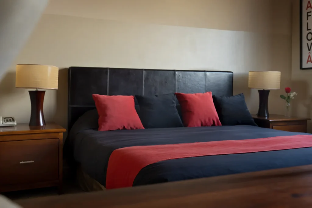 Hotel Cardamomo Siguenza habitación doble estandar cama negro rojo